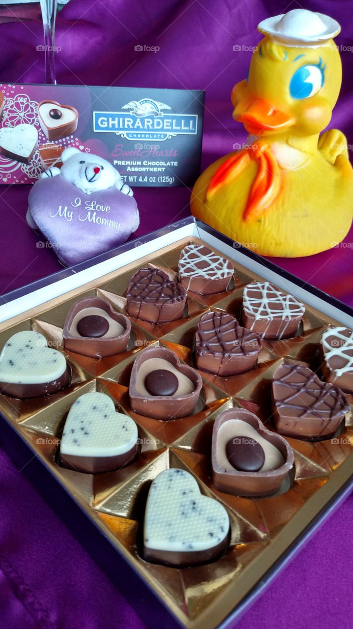 chocolate heart candy rubber duck Romance