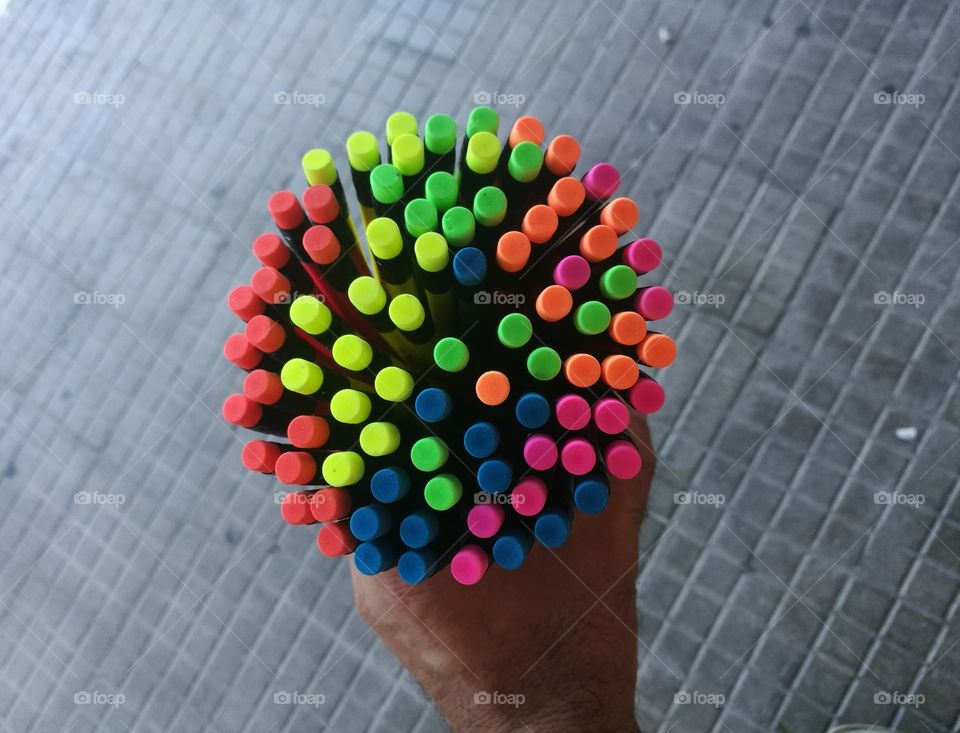 Group of colored felt-tip pens