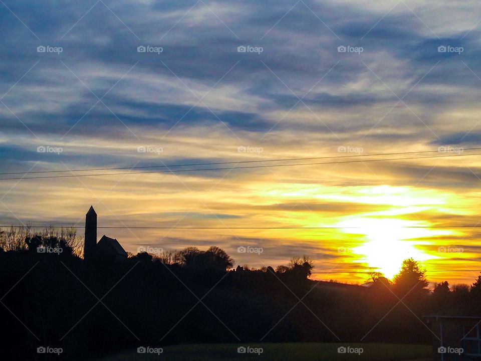 Silhouette of mountains during sunset