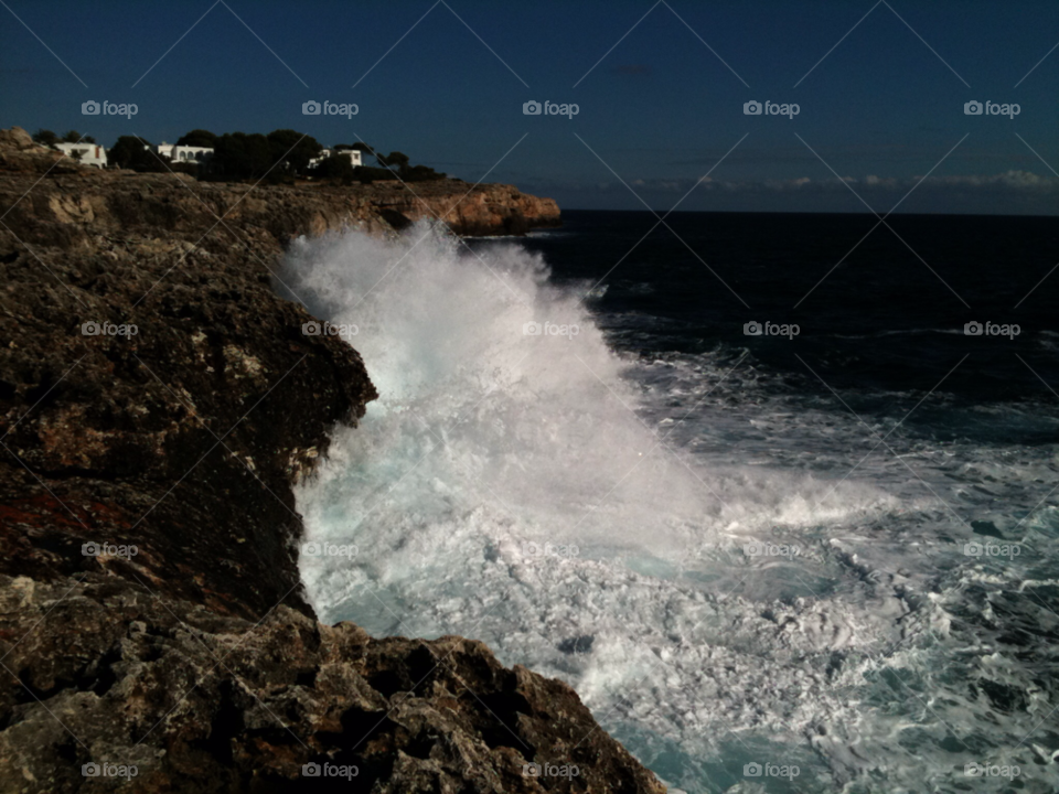 mallorca sea rocks waves by jakesdad6299