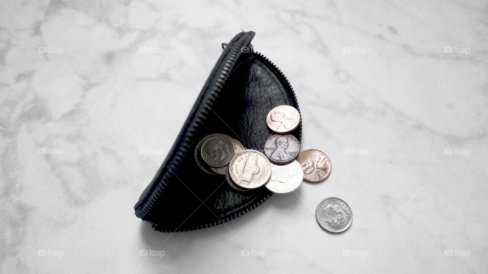 Coin purse with coins