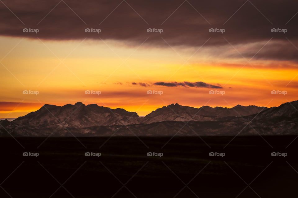 Sunset sunrise Mountain view nature clouds skyline beautiful Wyoming mountains terrain landscape countryside country warm land