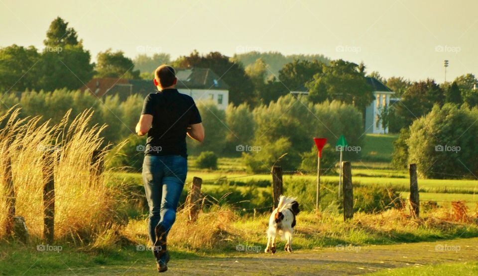 runing with a dog