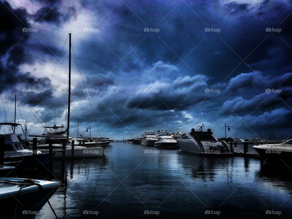 stormy sky with calm waters