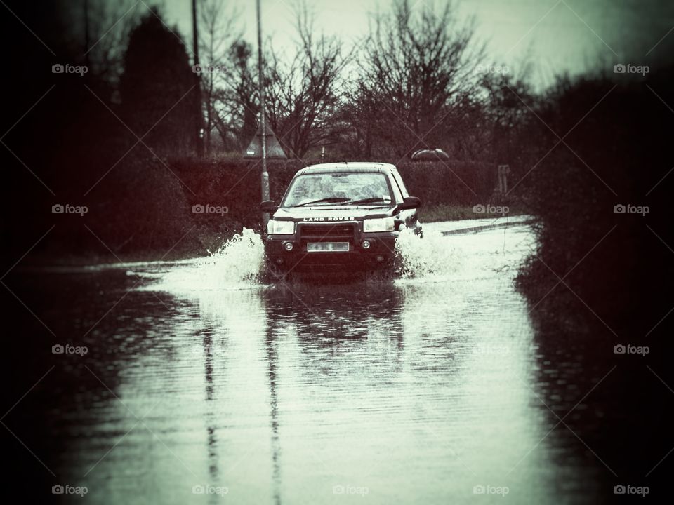 Floods . Flooded road 