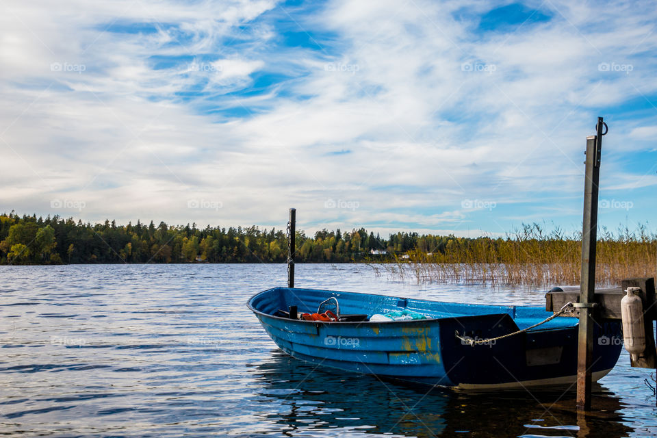 Boat on a lake in Södertälje, Sweden. 