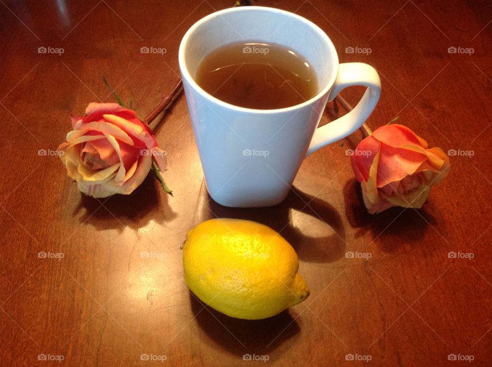 Enjoying a hot cup of tea on a rainy morning. 