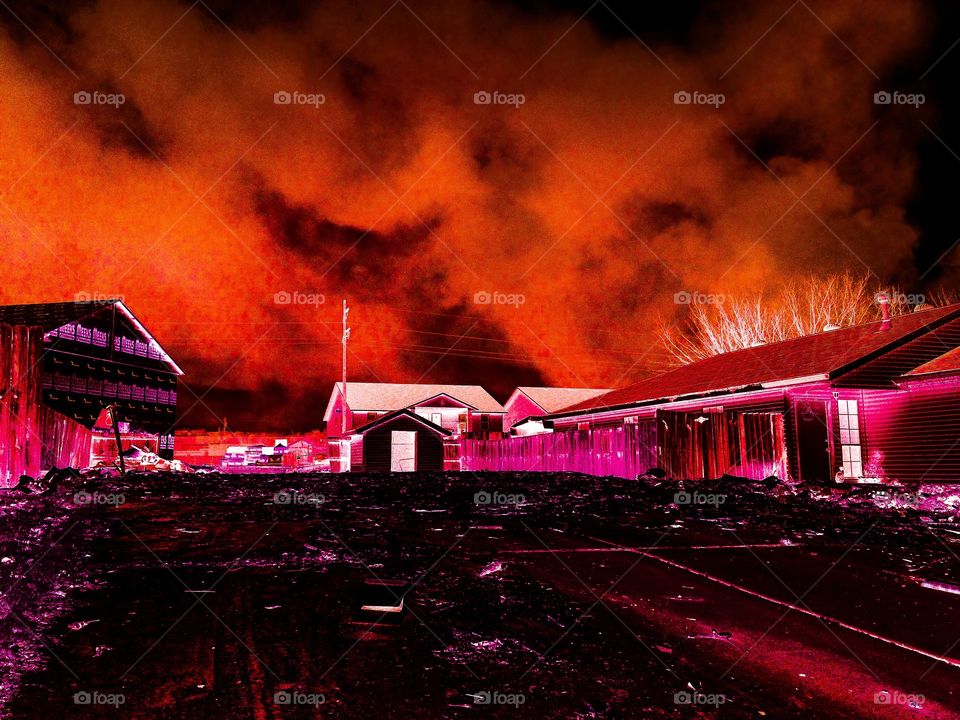 Construction site smoke cloud 