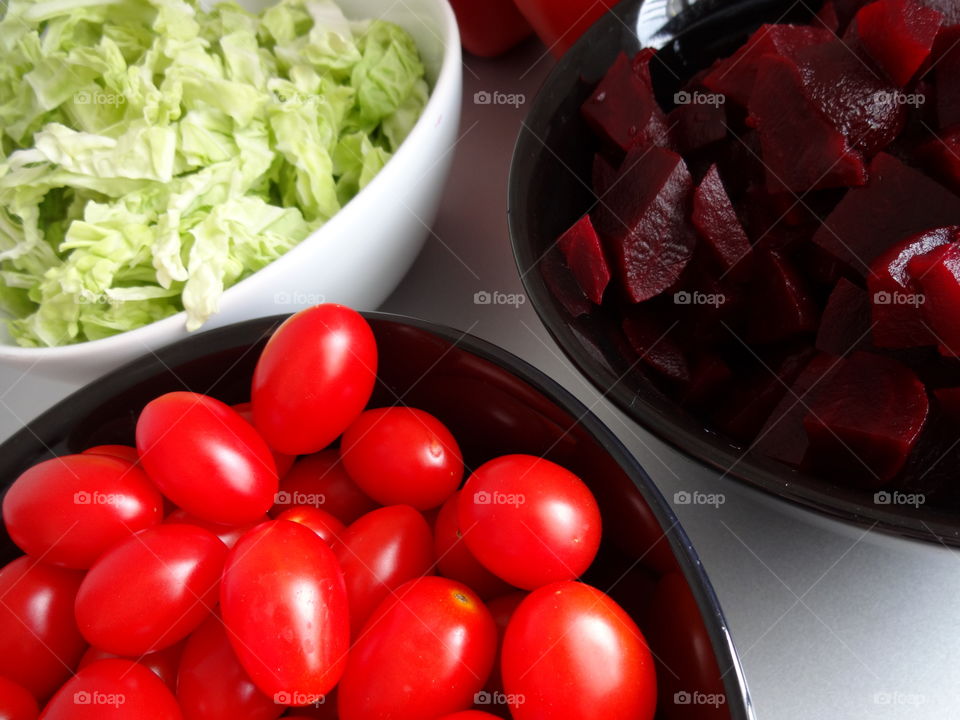 Fresh and colorful salad ingredients