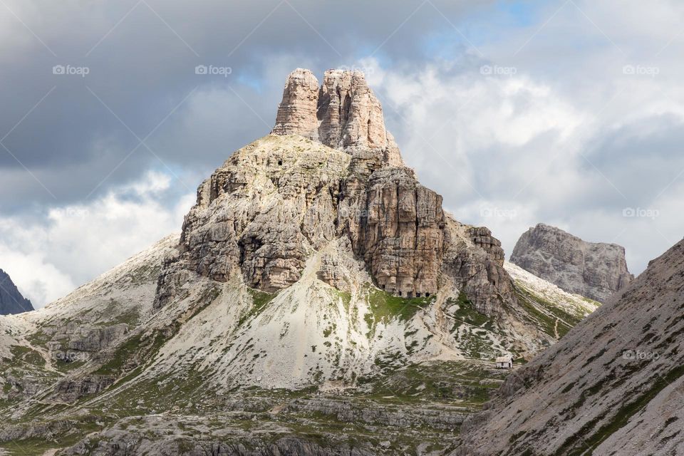 Unique mountains in the beautiful national park Tre Cime in the Dolomites Italy 