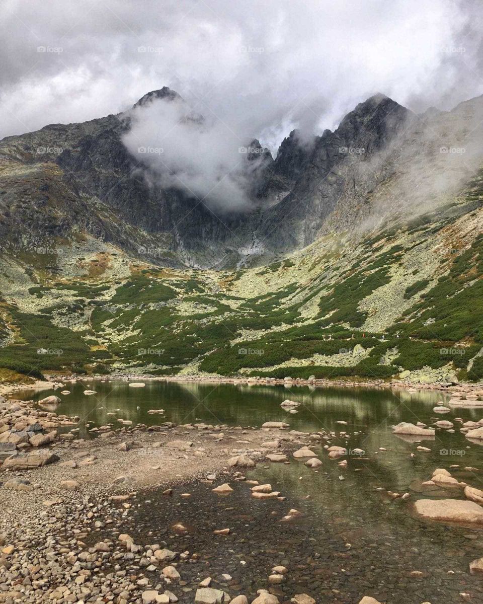 Views of the Tatra mountains in Slovakia, with clouds