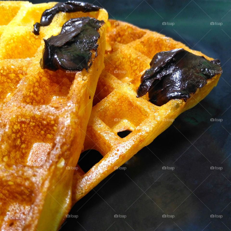 Delicious waffle on the table