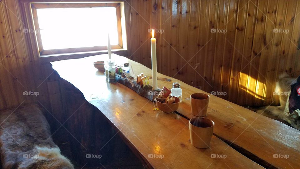 Wooden cabin interior