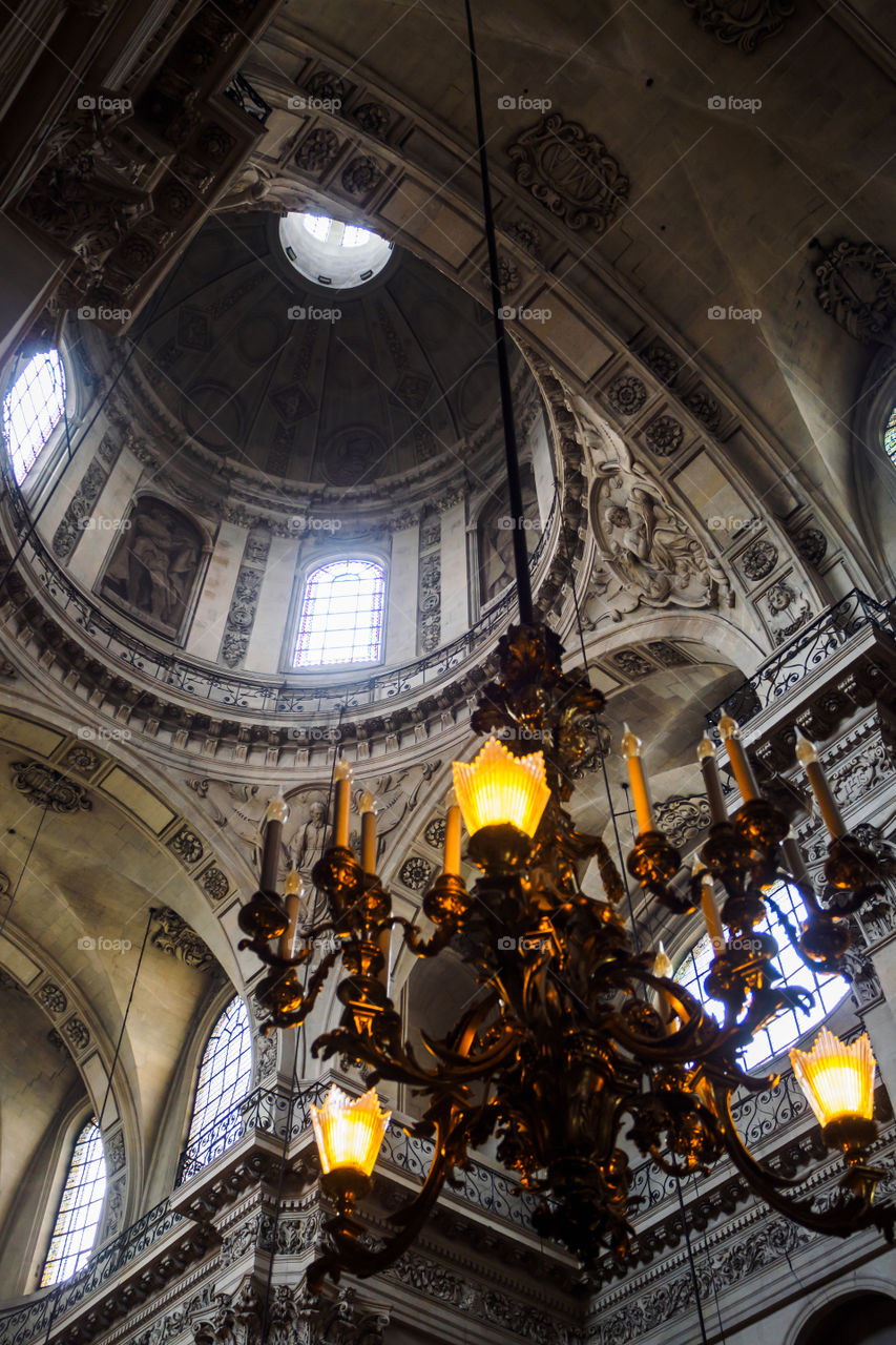 Look up in the church Saint Paul in Paris 