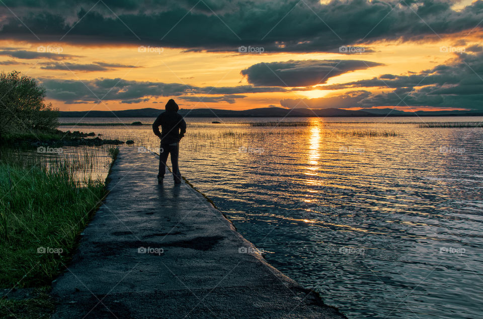 Sunset at Corrib lake