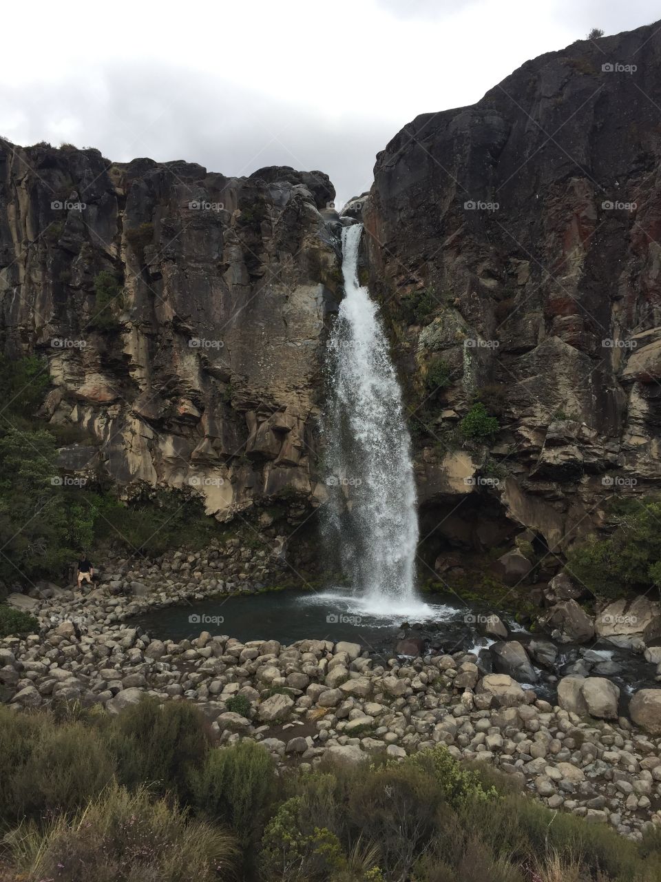 Beautiful Waterfall In New Zealand (Tongariro crossing)