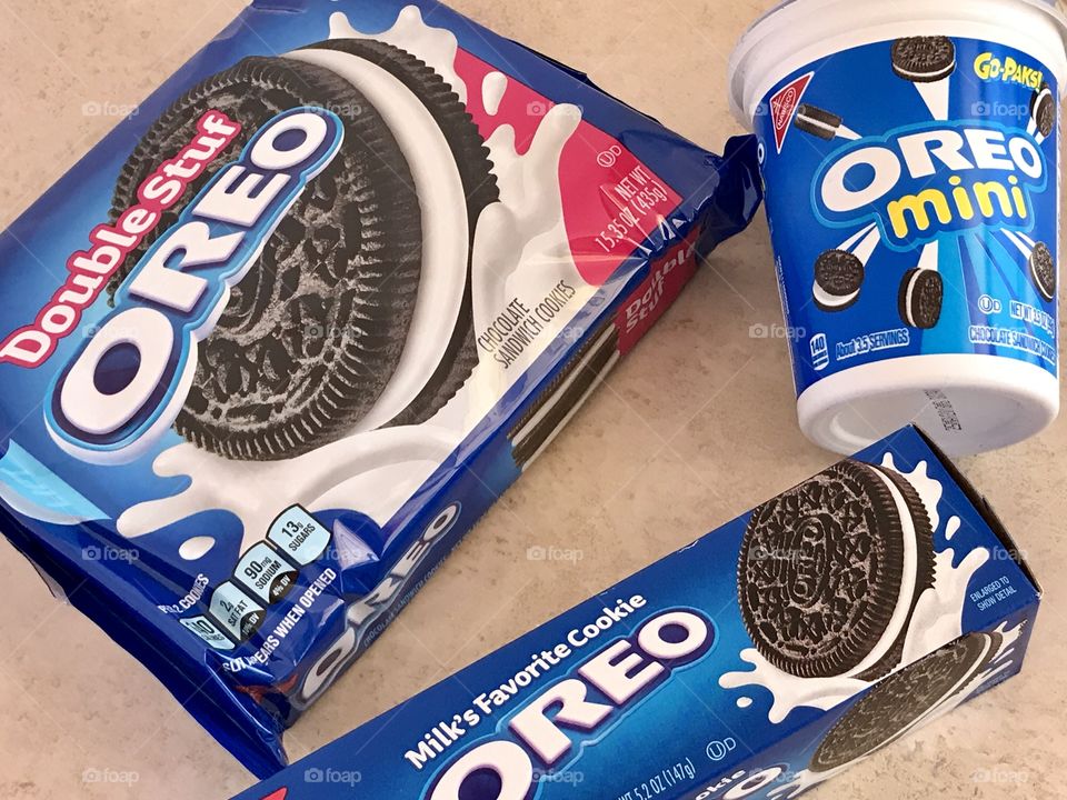 Oreo mini double stuf cookies in package flat lay 