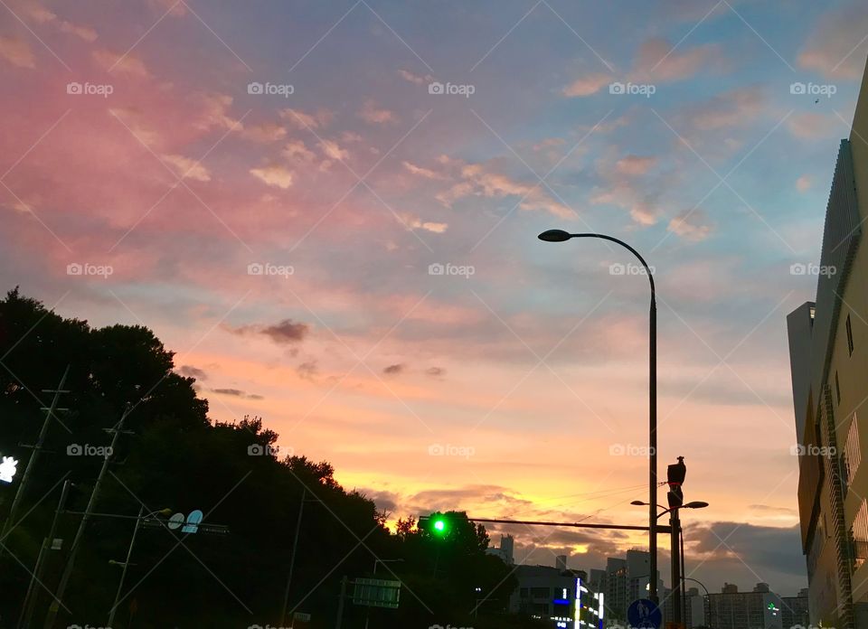 Traffic Light at Dawn