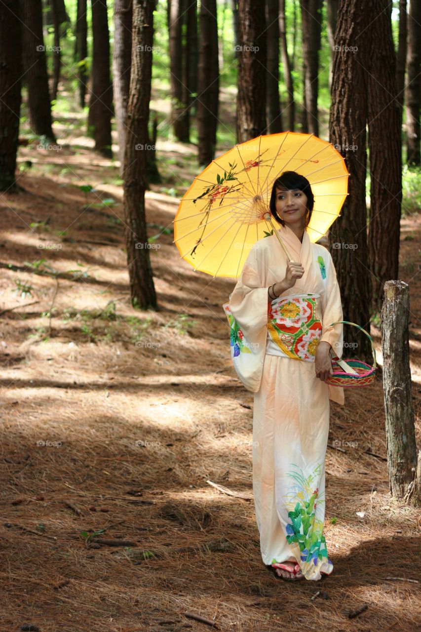 girl wearing yukata. indonesian asian girl wearing yukata costum