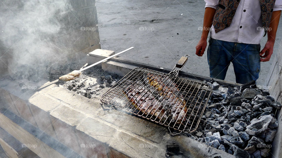 Street food, grilled fish