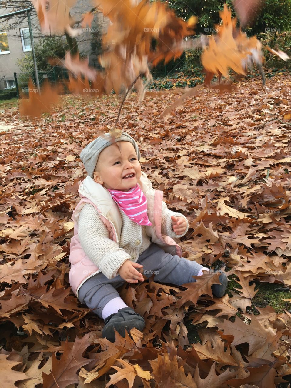 Playing with leaves

