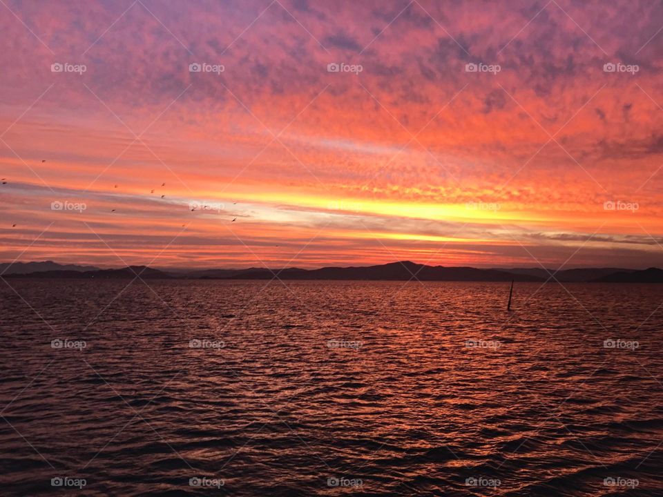 sunset in Florianópolis Bay, Santa Catarina, Brazil