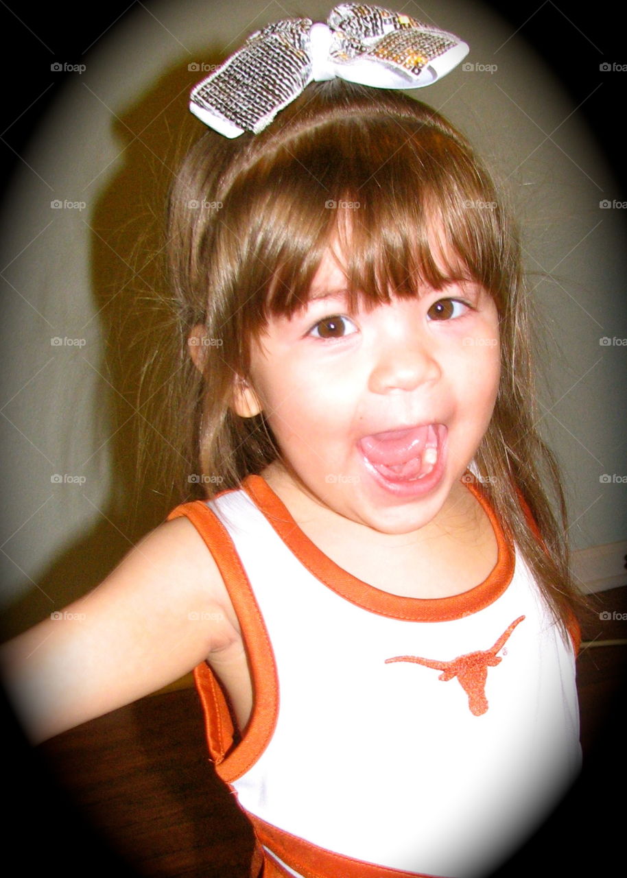 Excited cheerleader loves Texas longhorns 
