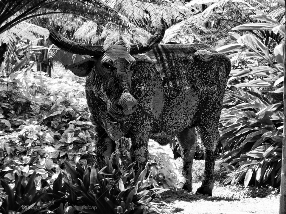 Water Buffalo. Statue Of A Water Buffalo Made Of Legos
