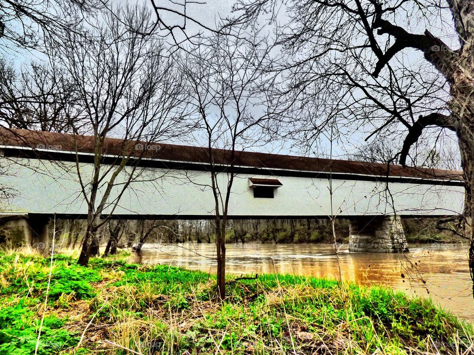 The old covered bridge in Indiana 