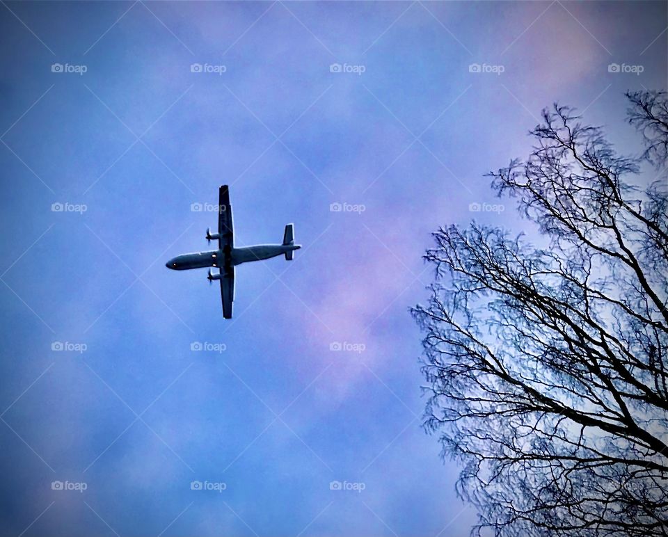 Aeropalne on winter sky, Finnair