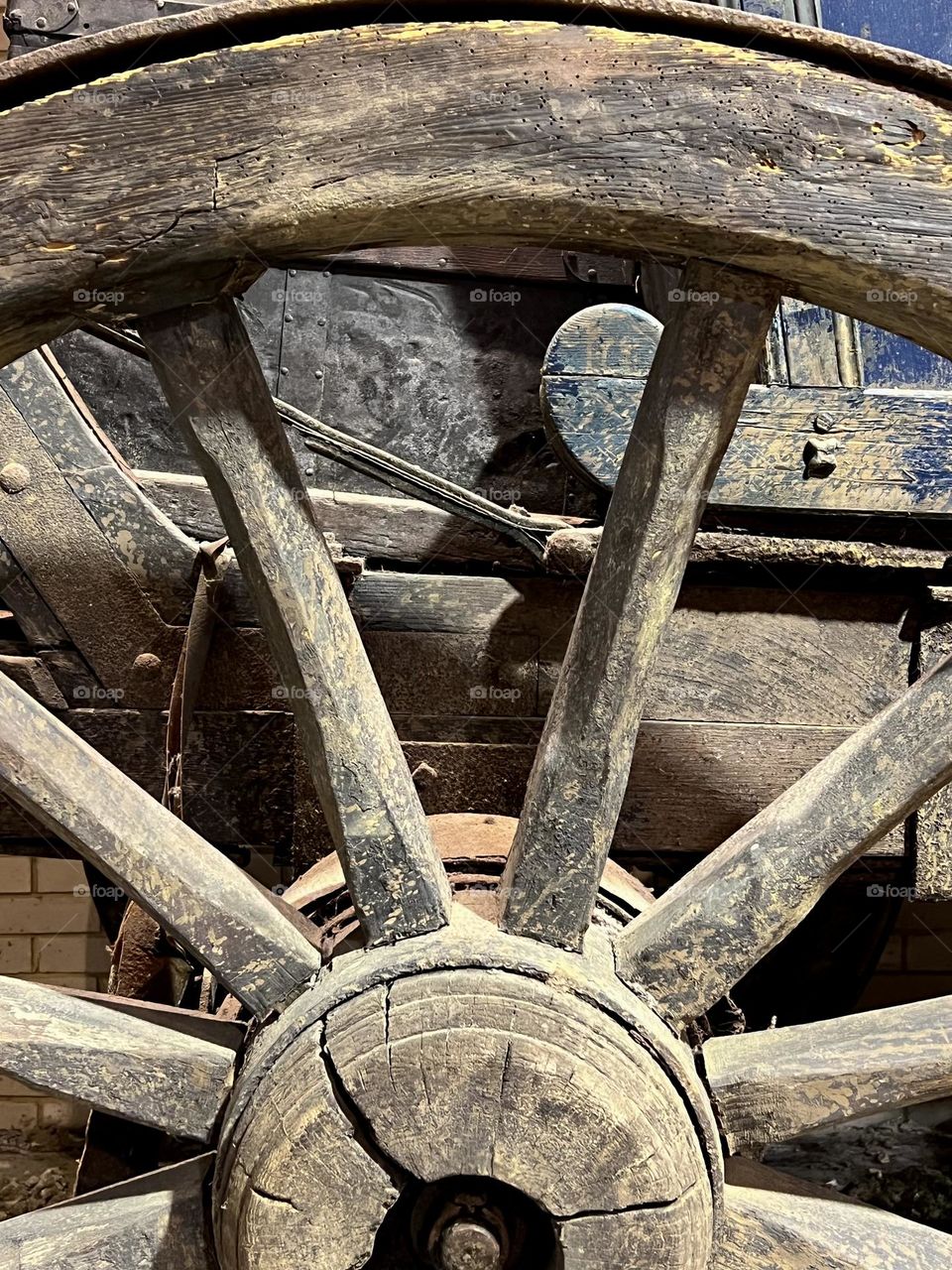 Old wooden antique wheel. 