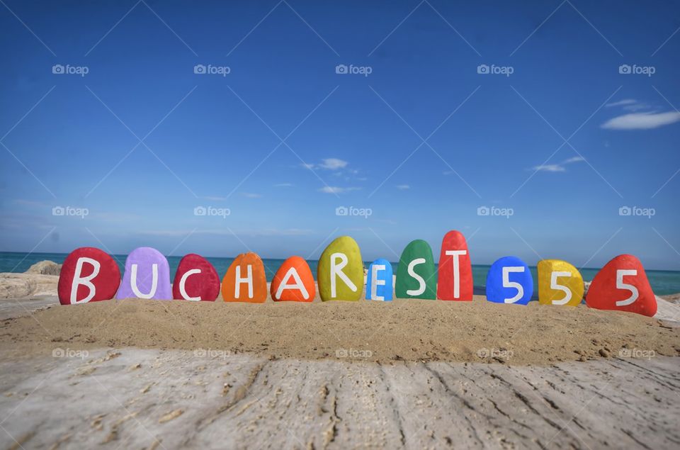 Bucharest 555 years old, souvenir on colored stones