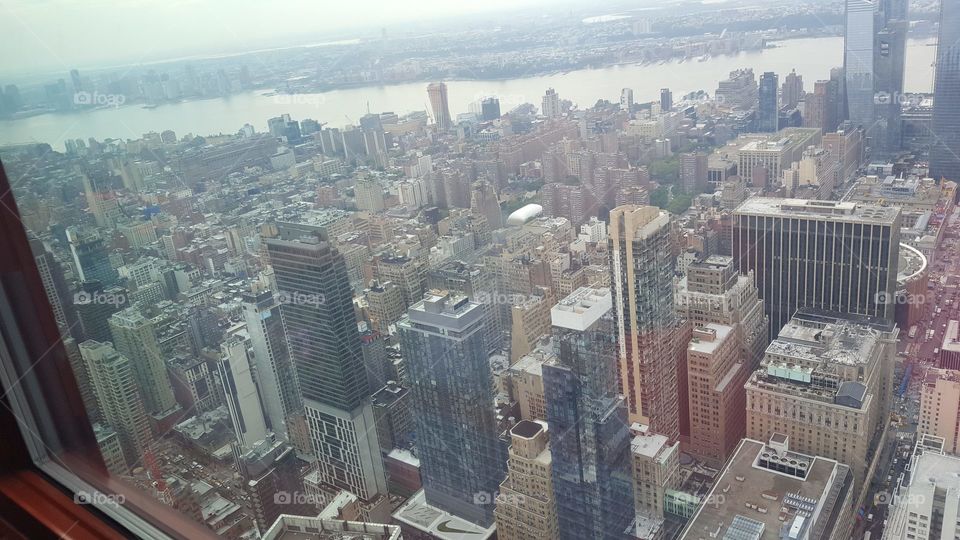 New York window view, cityscape