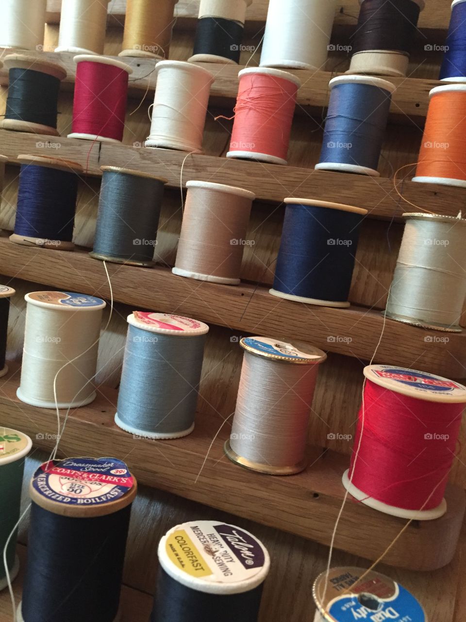 Spools of sewing thread