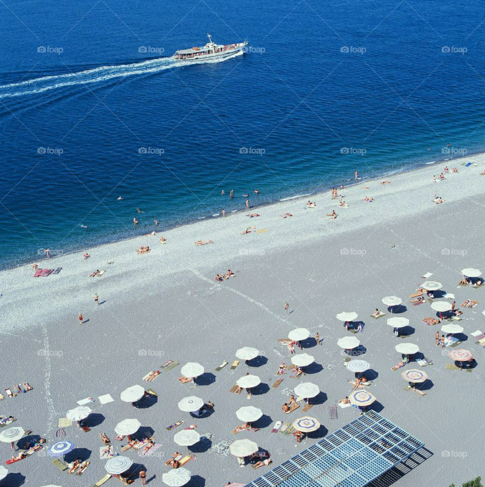 Blick auf den Strand von der Pension „Bzyb“, Pitsunda, 1983