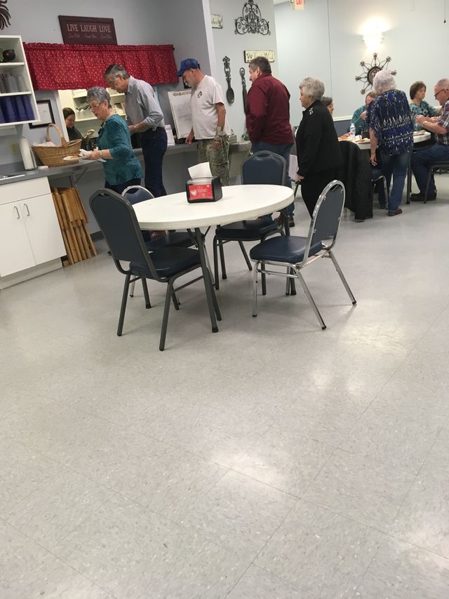 FOOD! Serving food at the senior center dance! WOW come on lets boogie! 