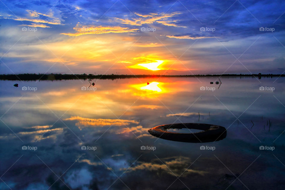 Simple sunset at Galuh Cempaka Lake, Banjarbaru, Indonesia.