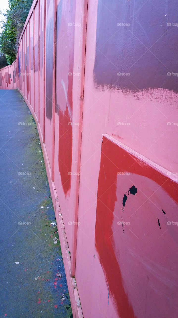 Long pink wall