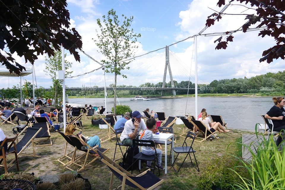 People chilling by Wisła