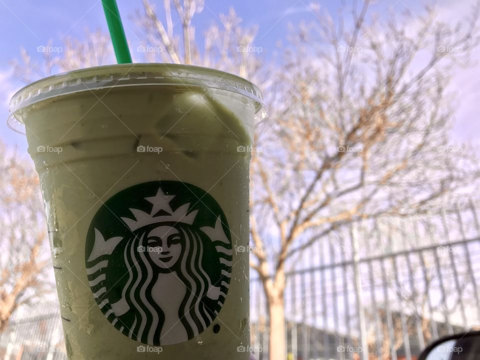 Iced green tea latte