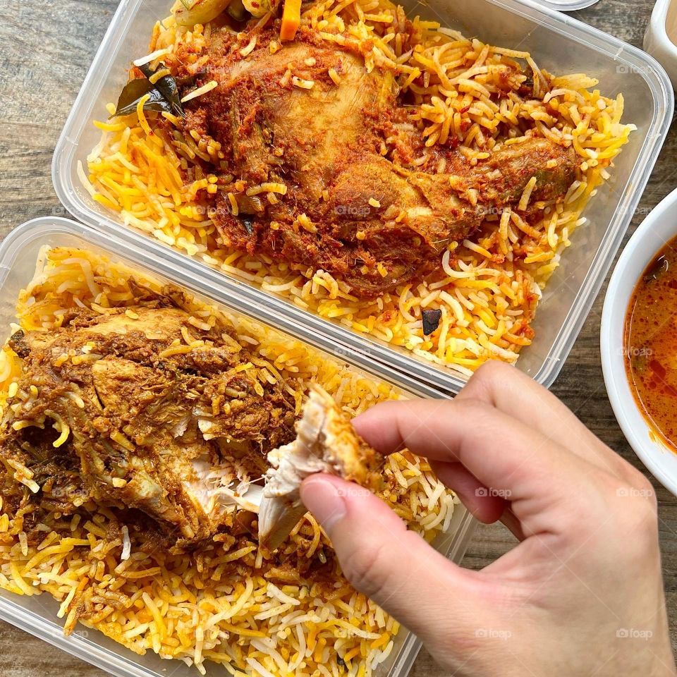 Spicy and delicious chicken mutton dum briyani