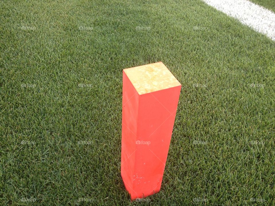 Right at the Goal Line.... A shot of the corner of the end zone on the field at Notre Dame's football stadium. Photo by Tony Azzaro.