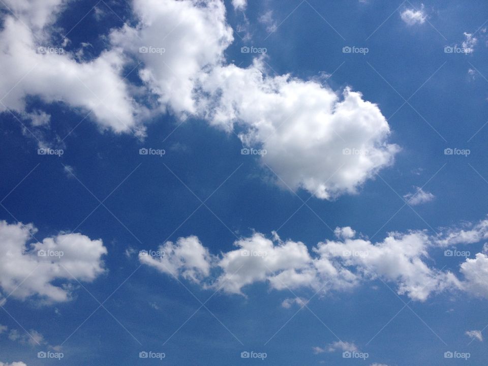 Texas Sky. Blue sky with puffy, white clouds.