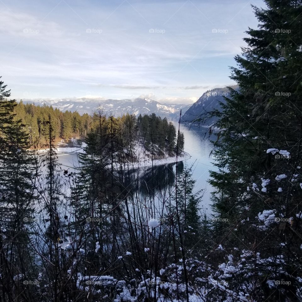 view of water and mountains