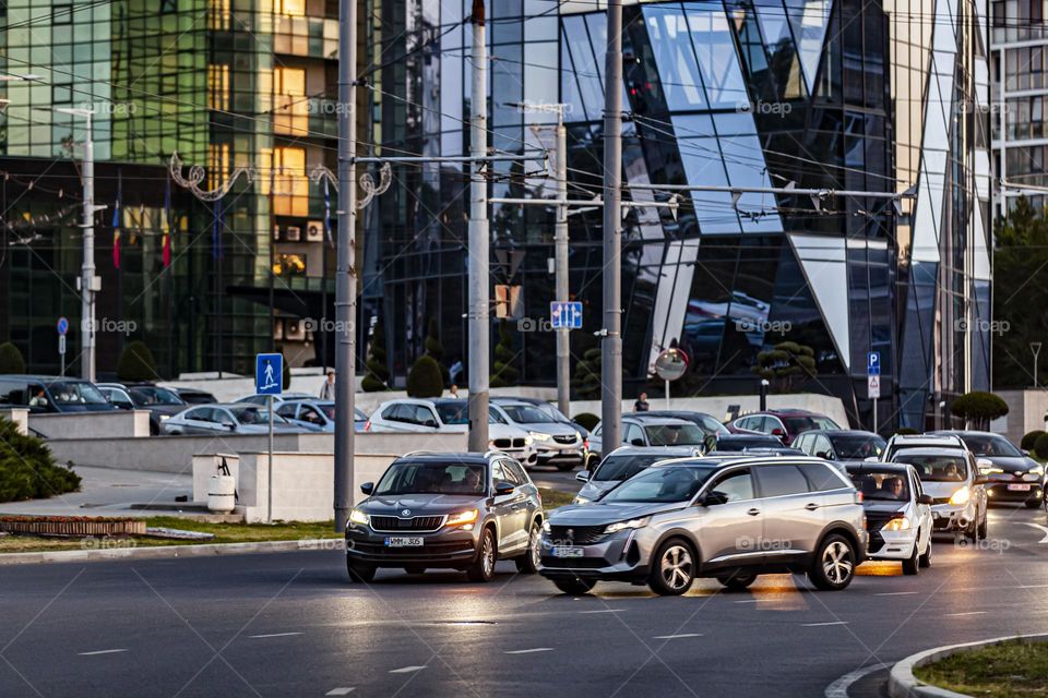 Evening traffic in the city