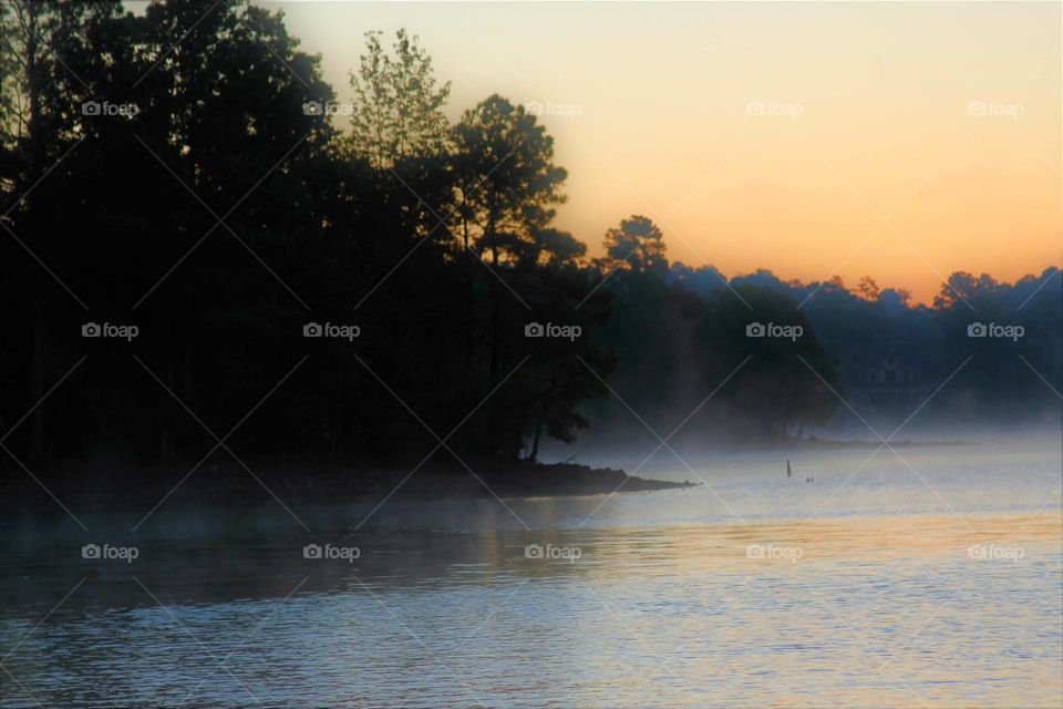 morning fog ober lake.