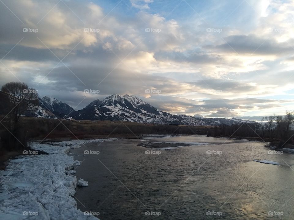 Winter Mountain River Scene