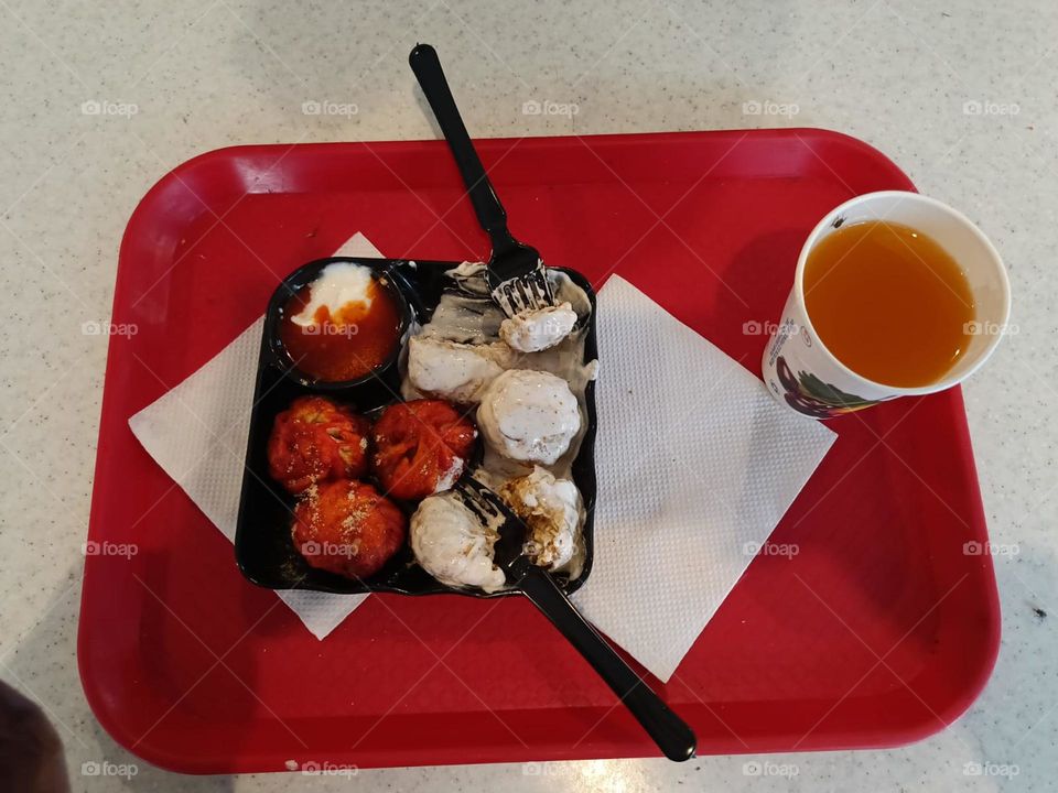 That plate of food looks delicious.And the cup of tea is the perfect complement.