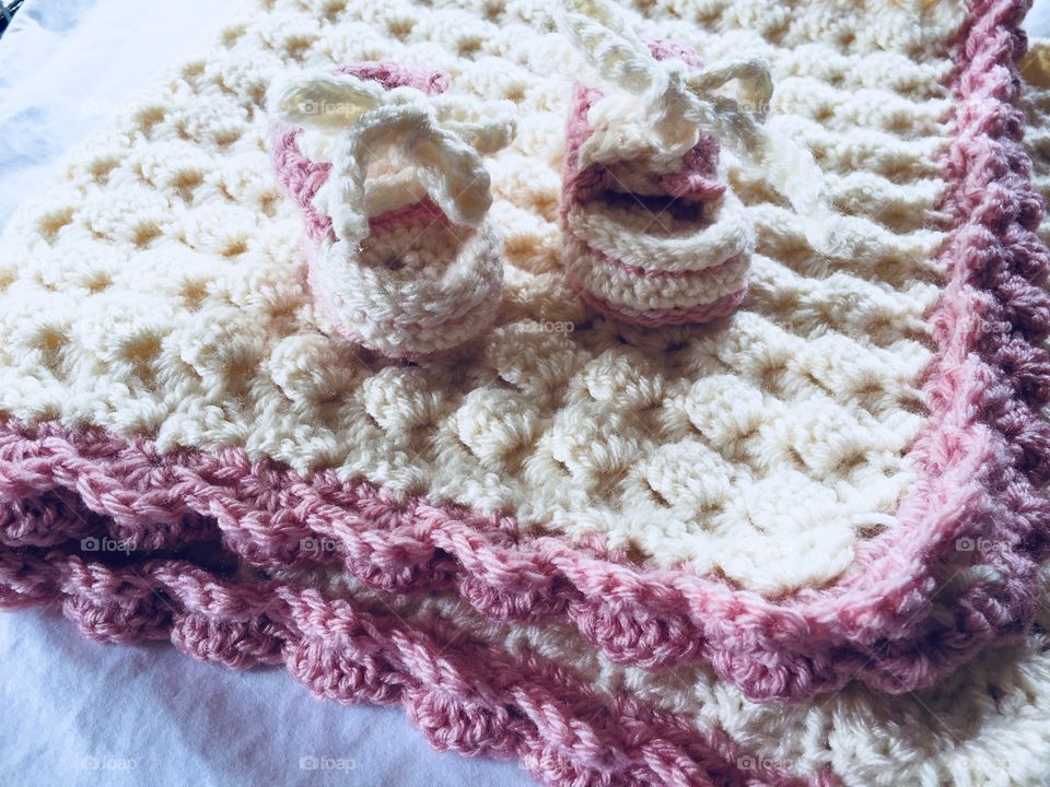 Baby blanket and booties