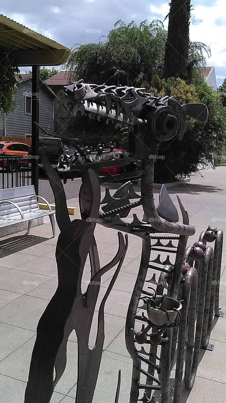 Metal dragon scales. Riding my bike downtown